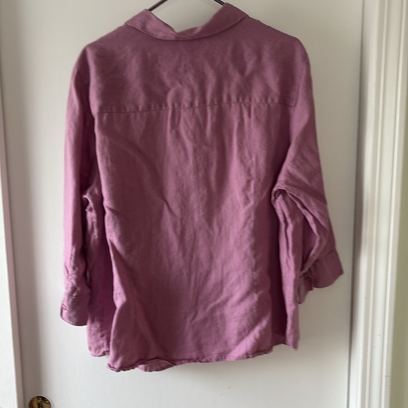 LL Bean Linen Button Down Blouse 2X - Picture 6 of 6